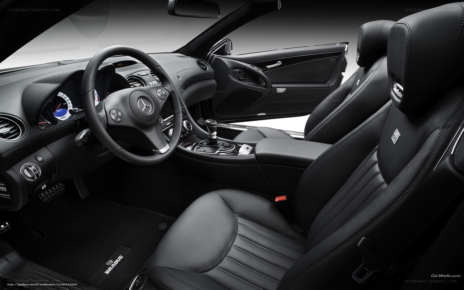 Black leather car interior