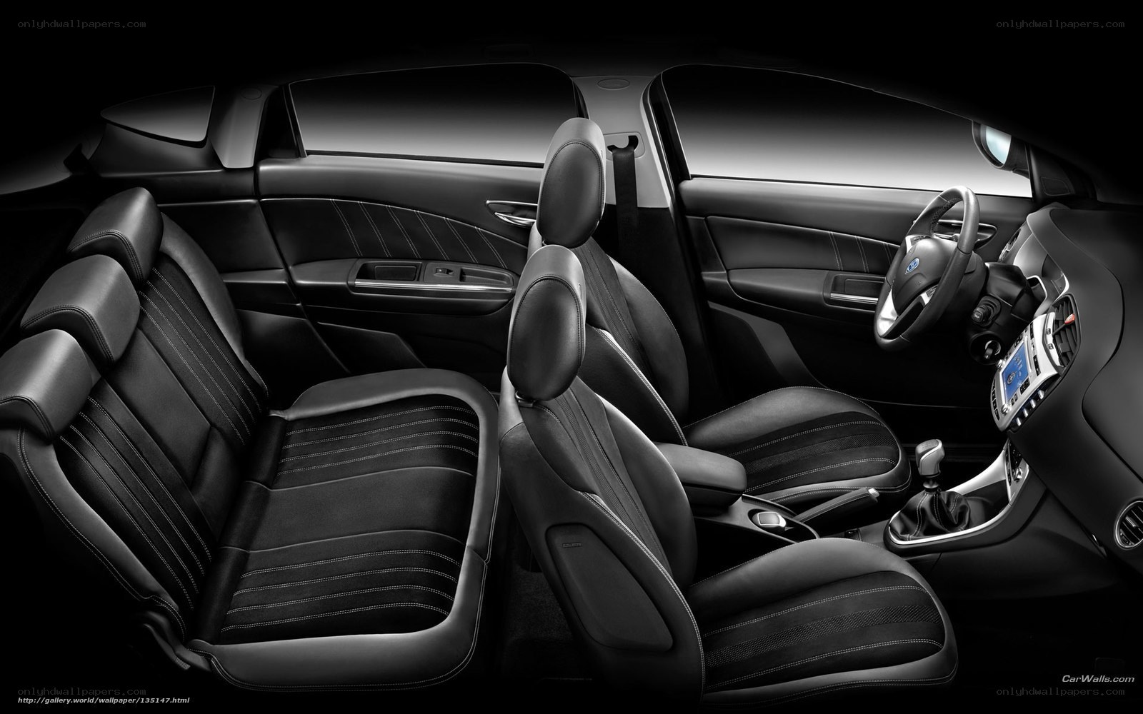 Black leather car interior