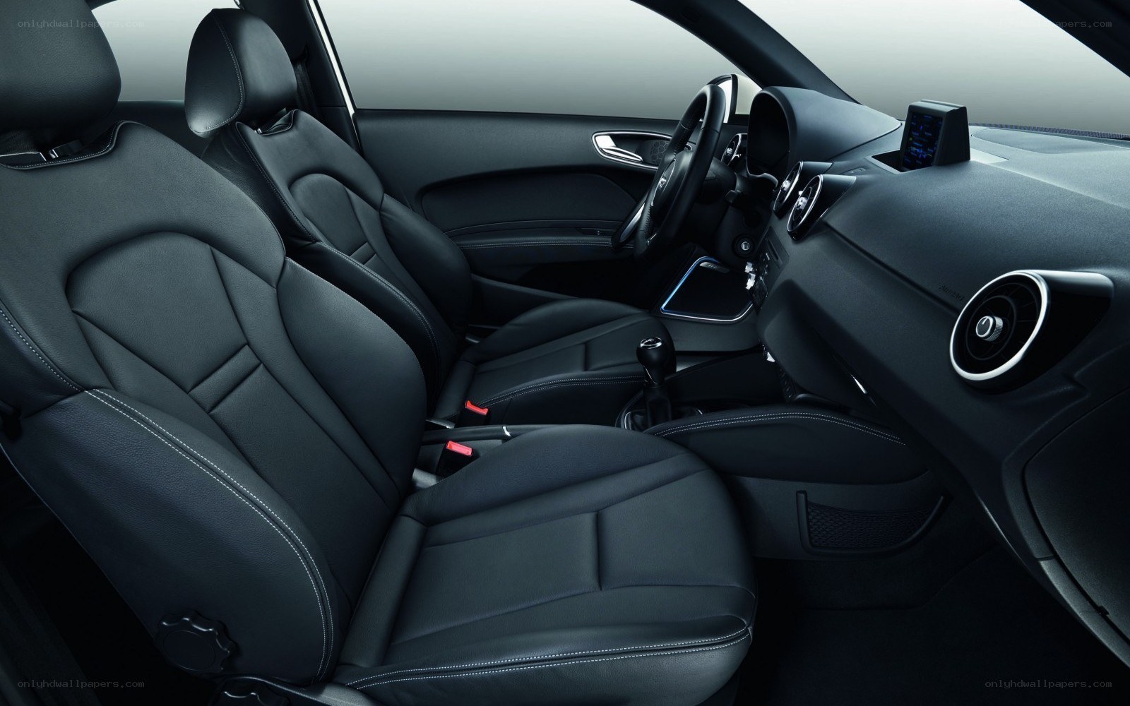 black leather car interior