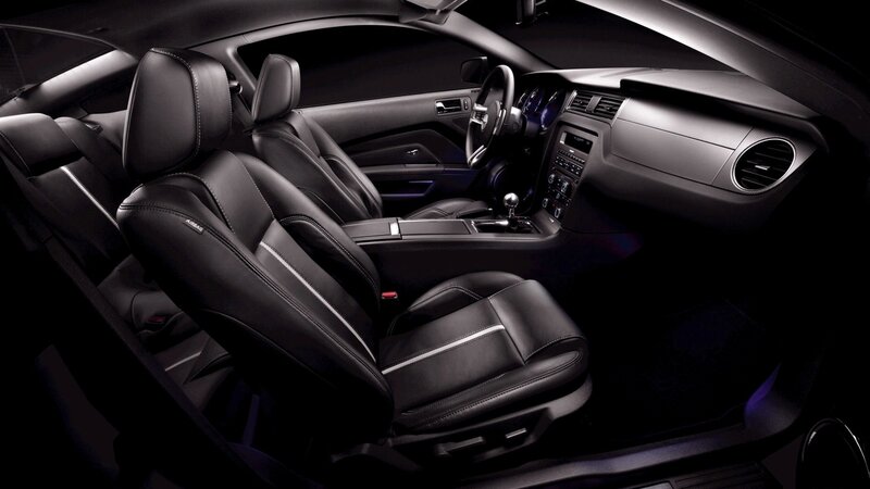 Black leather car interior