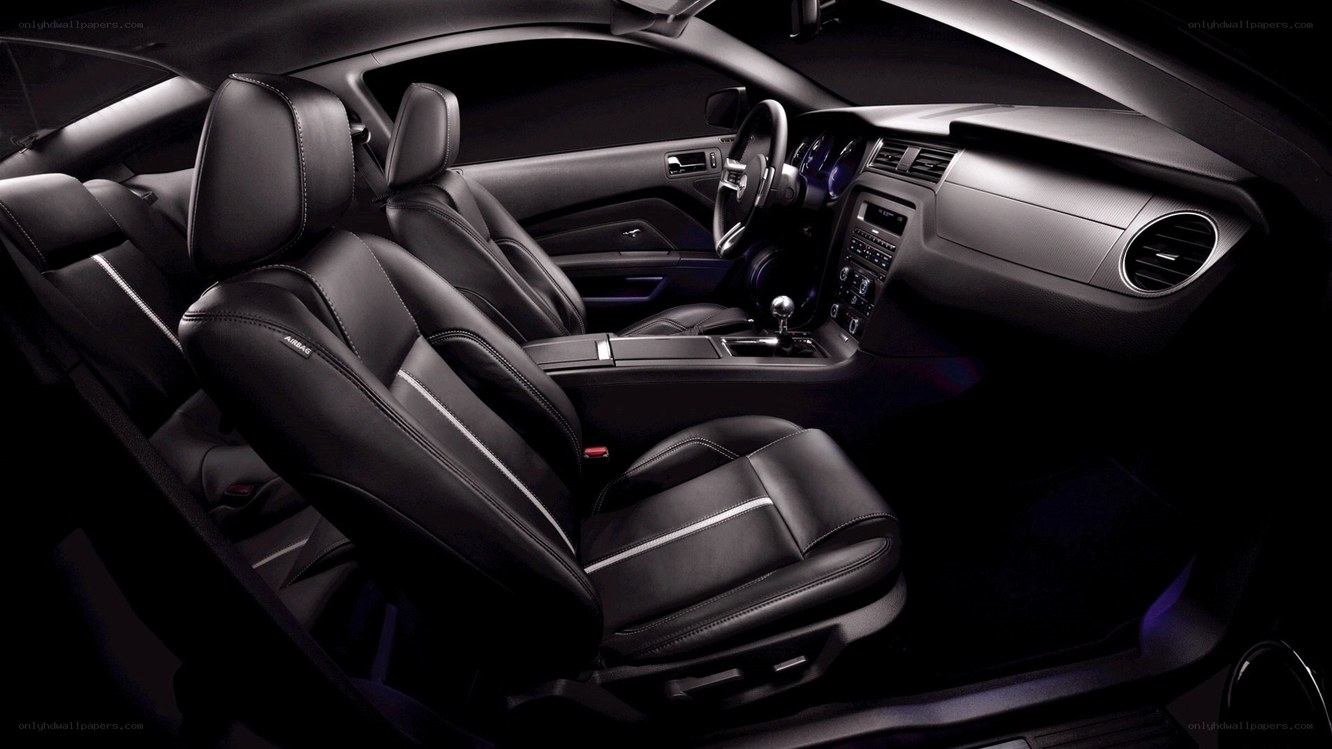 Black leather car interior