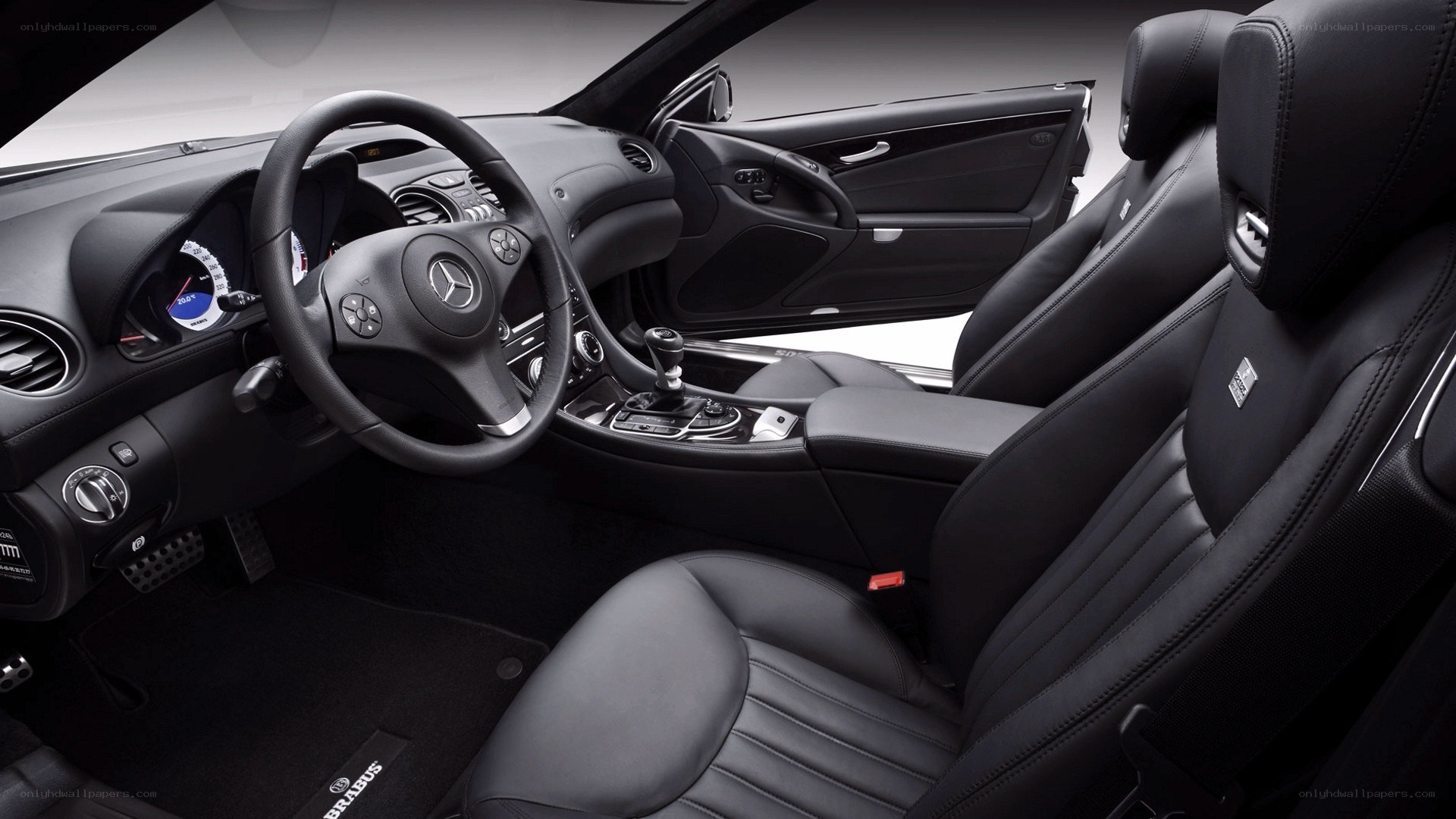 Black leather car interior