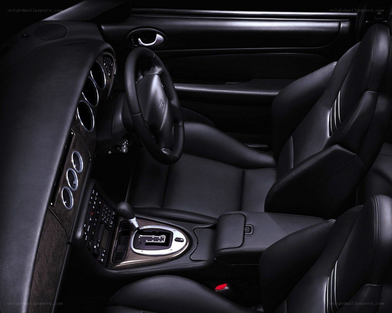 black leather car interior