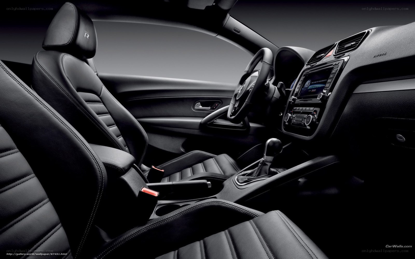 Black leather car interior