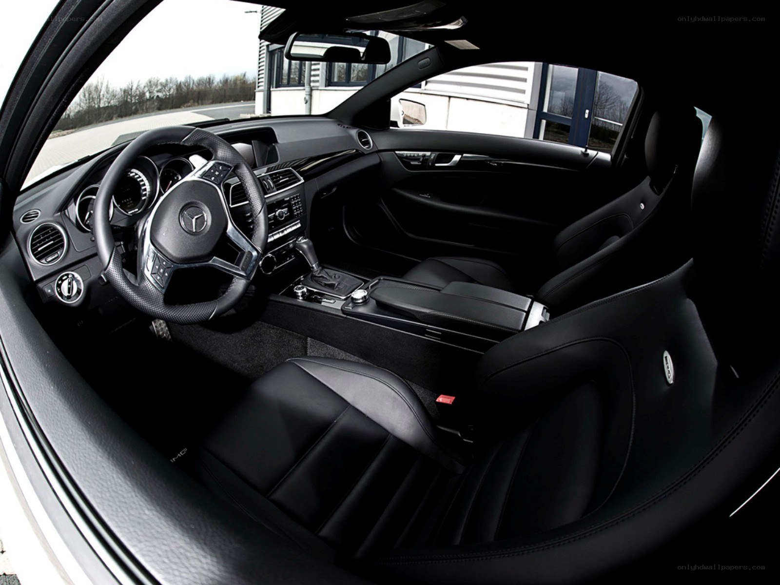 black leather car interior