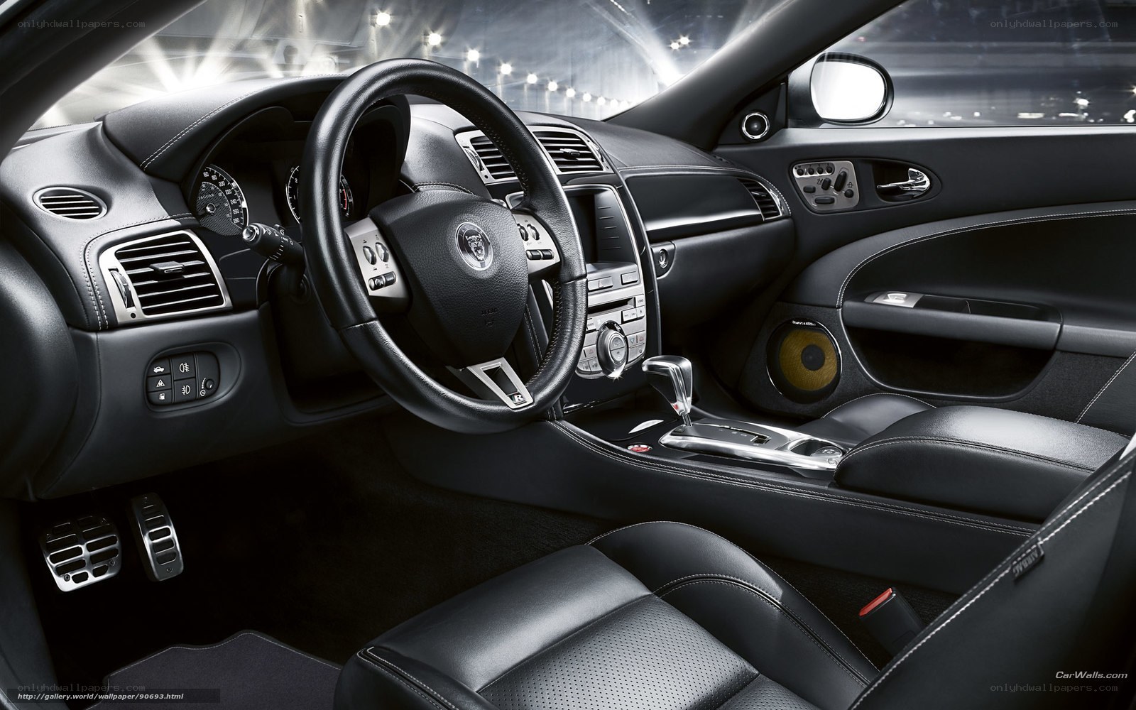 Black leather car interior