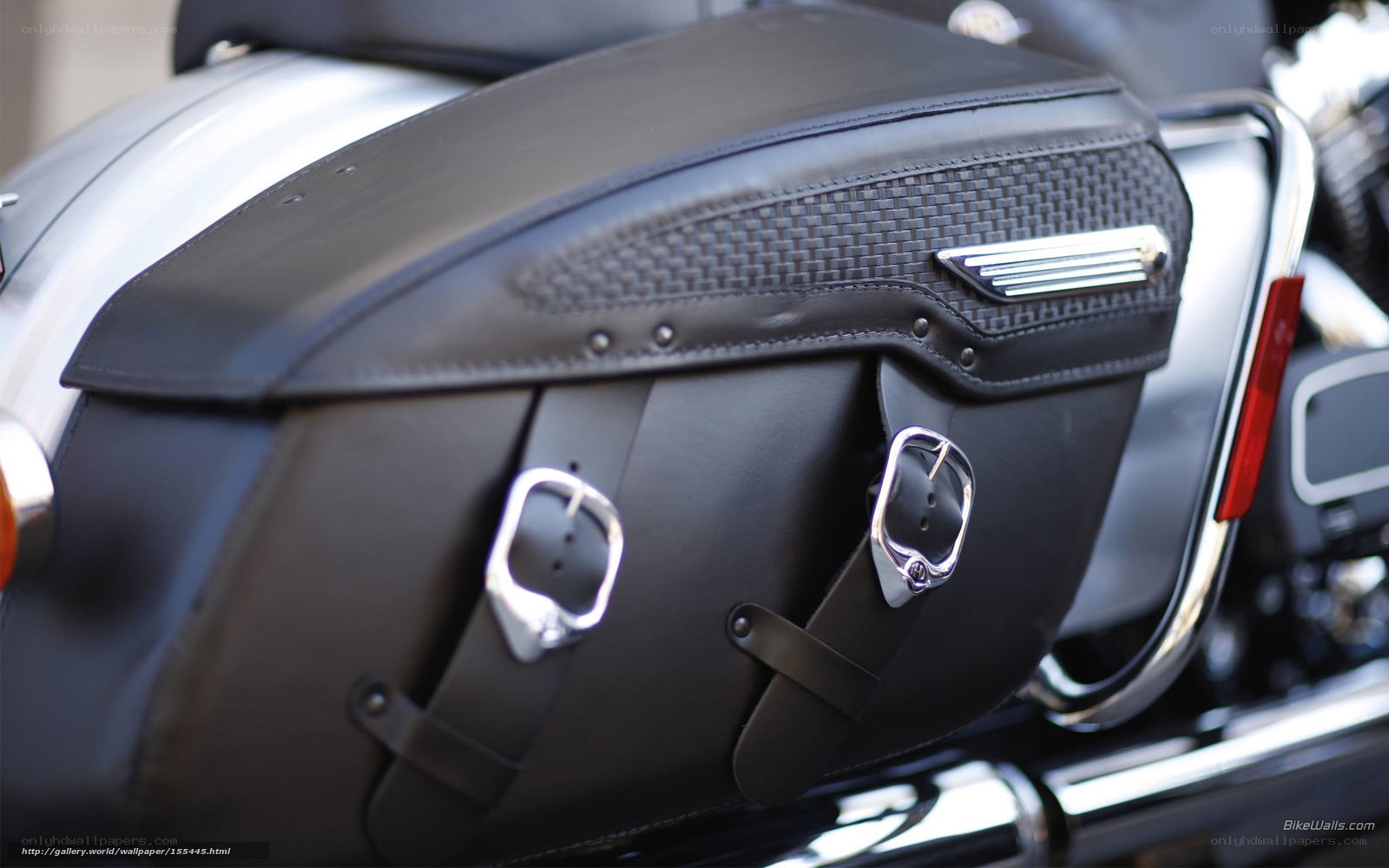 black leather motorcycle saddlebags