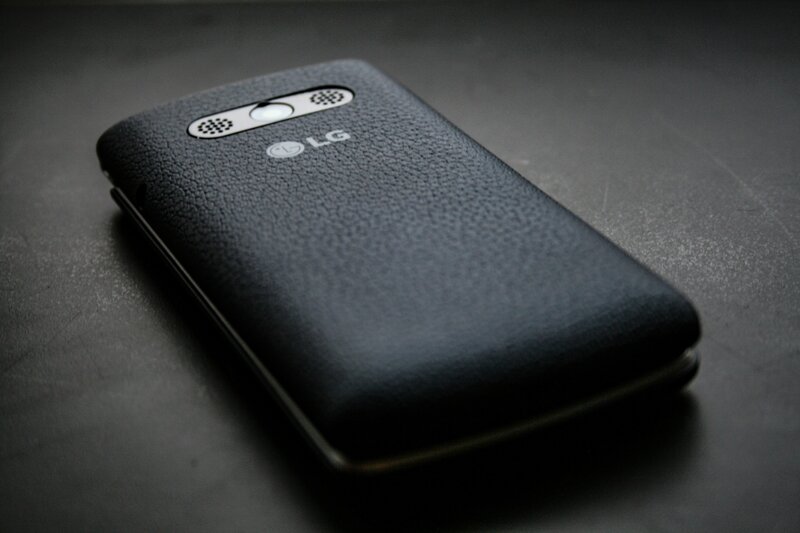 black leather-textured phone back