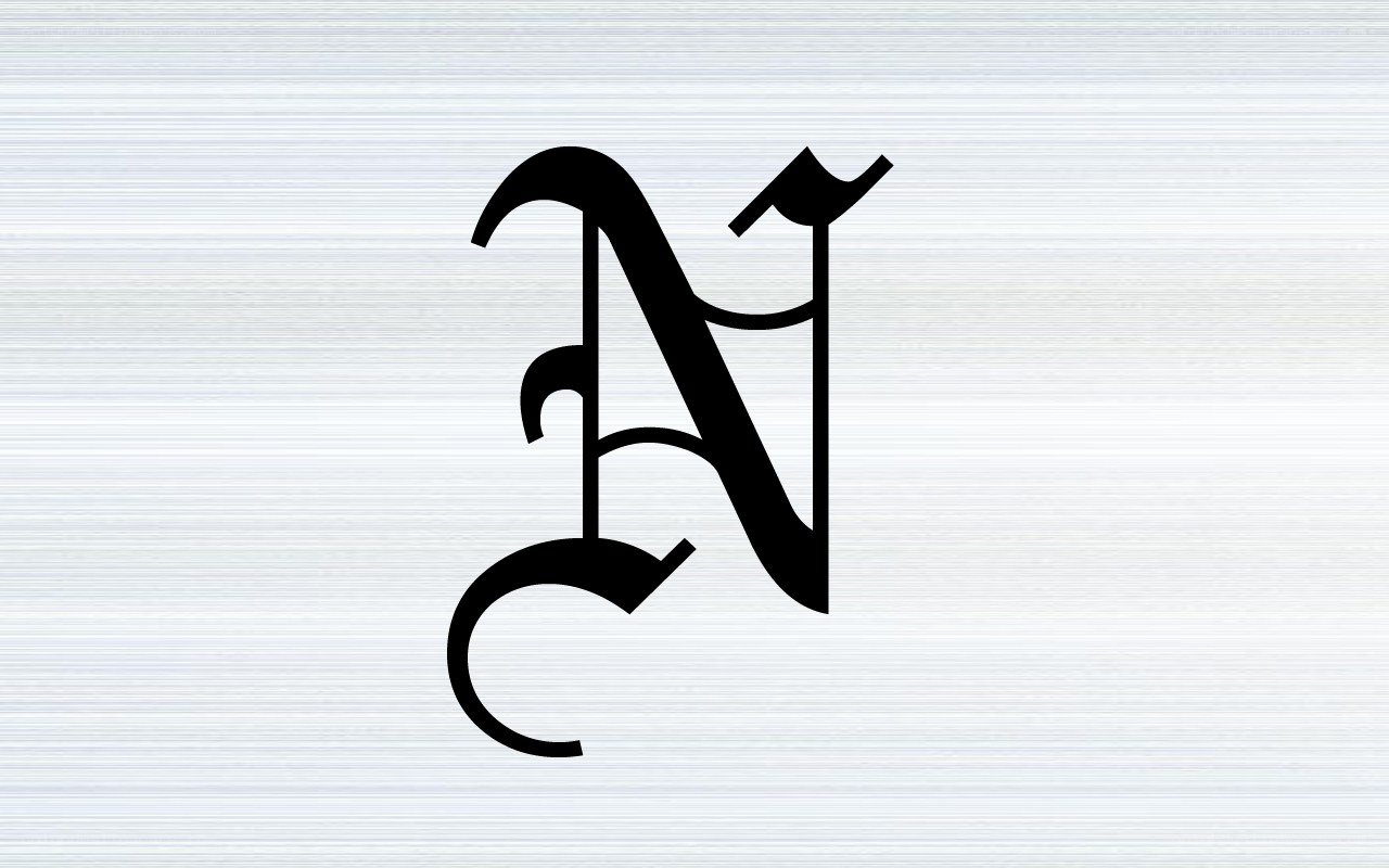 black letter N on white
