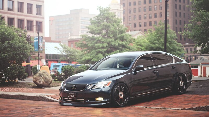 black lexus gs sedan in city