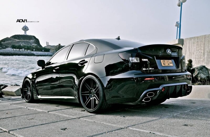 Black Lexus IS-F by the sea