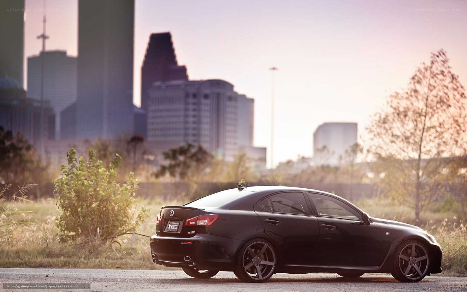 Black Lexus IS-F in cityscape