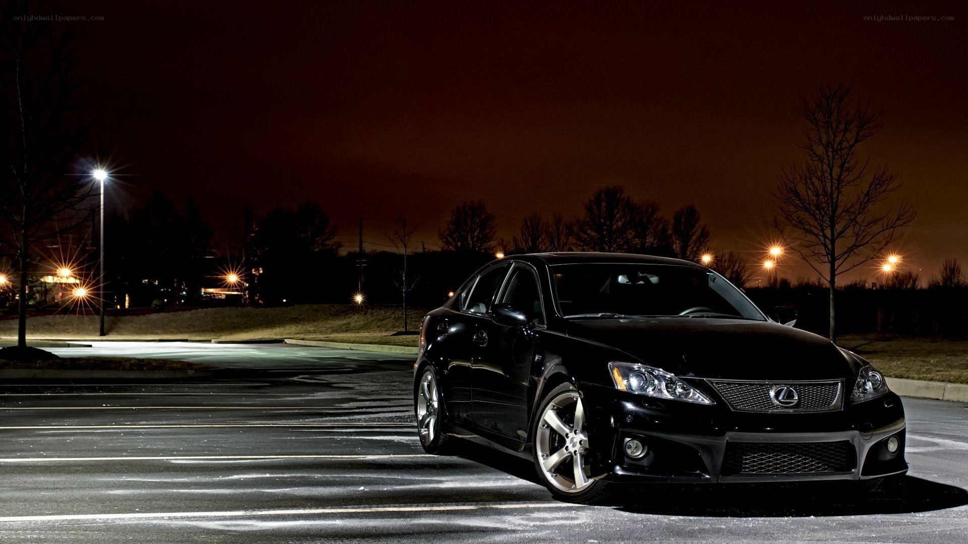 Black Lexus IS350 at night