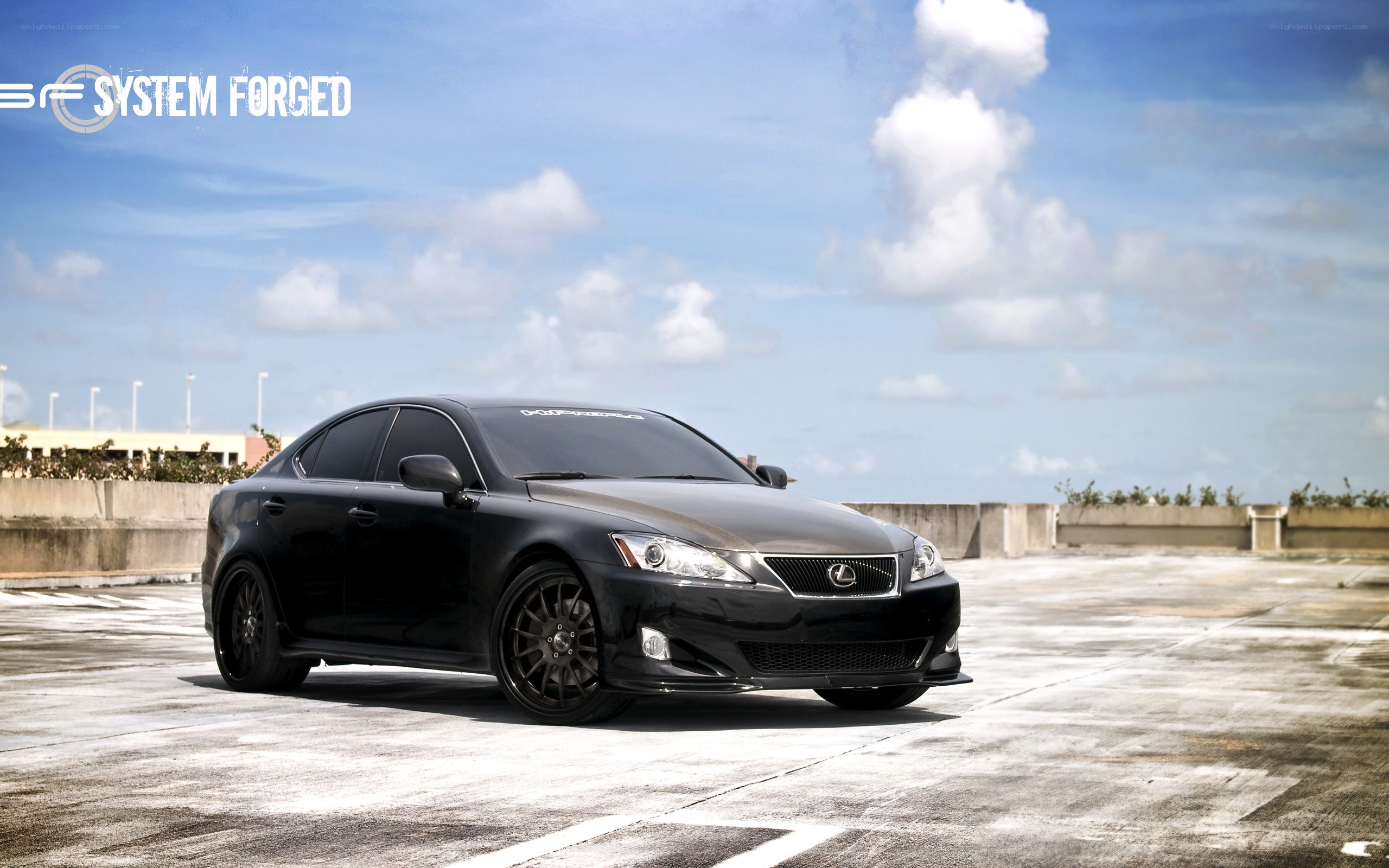 Black Lexus IS350 on rooftop