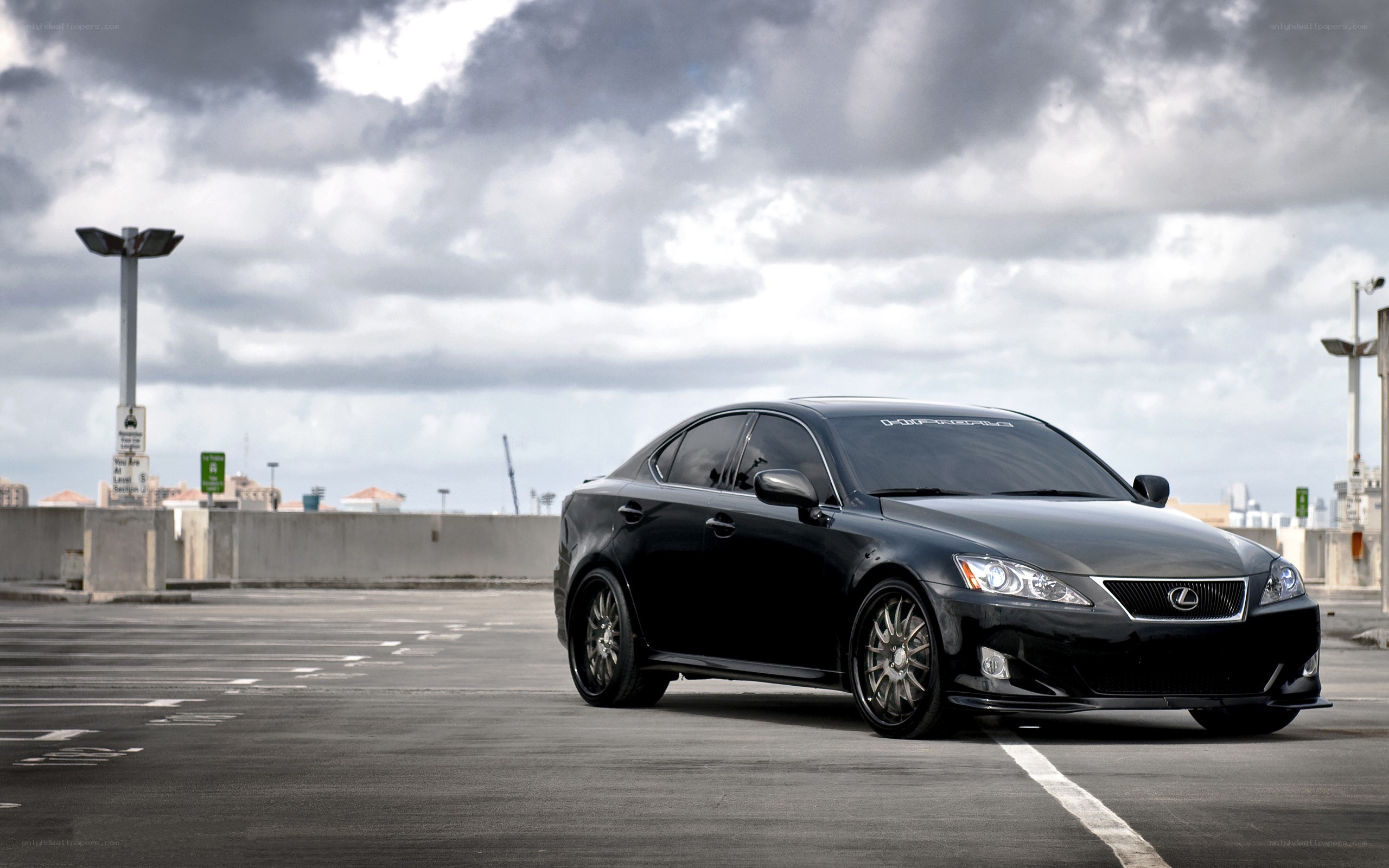 Black Lexus IS350 on rooftop