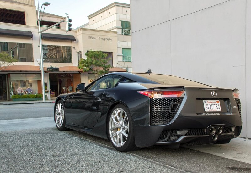 Black Lexus LFA on city street