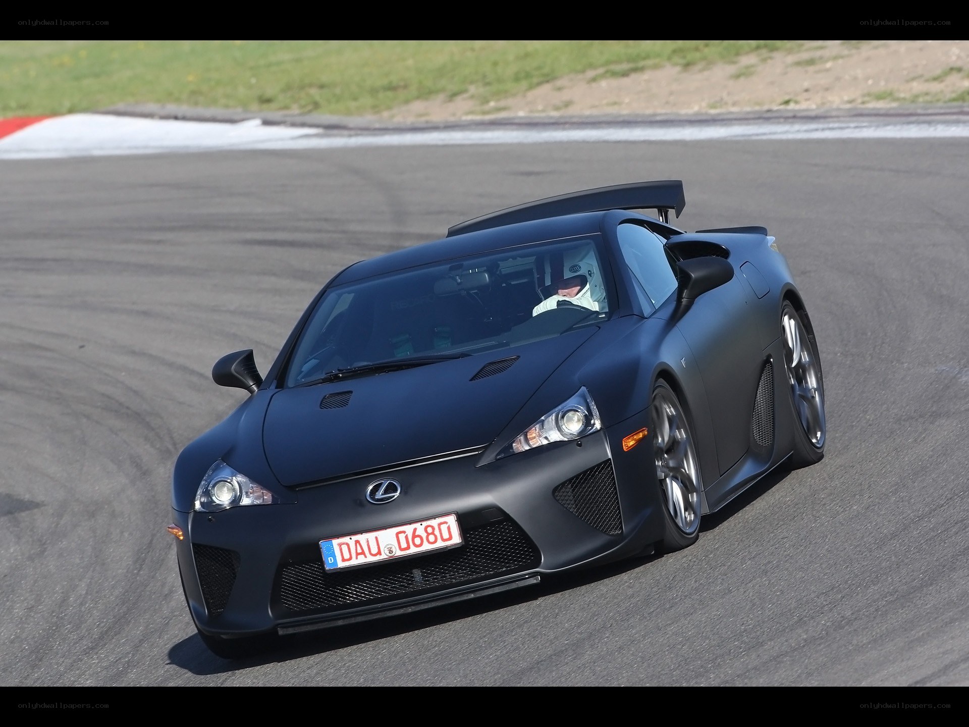Black Lexus LFA on racetrack