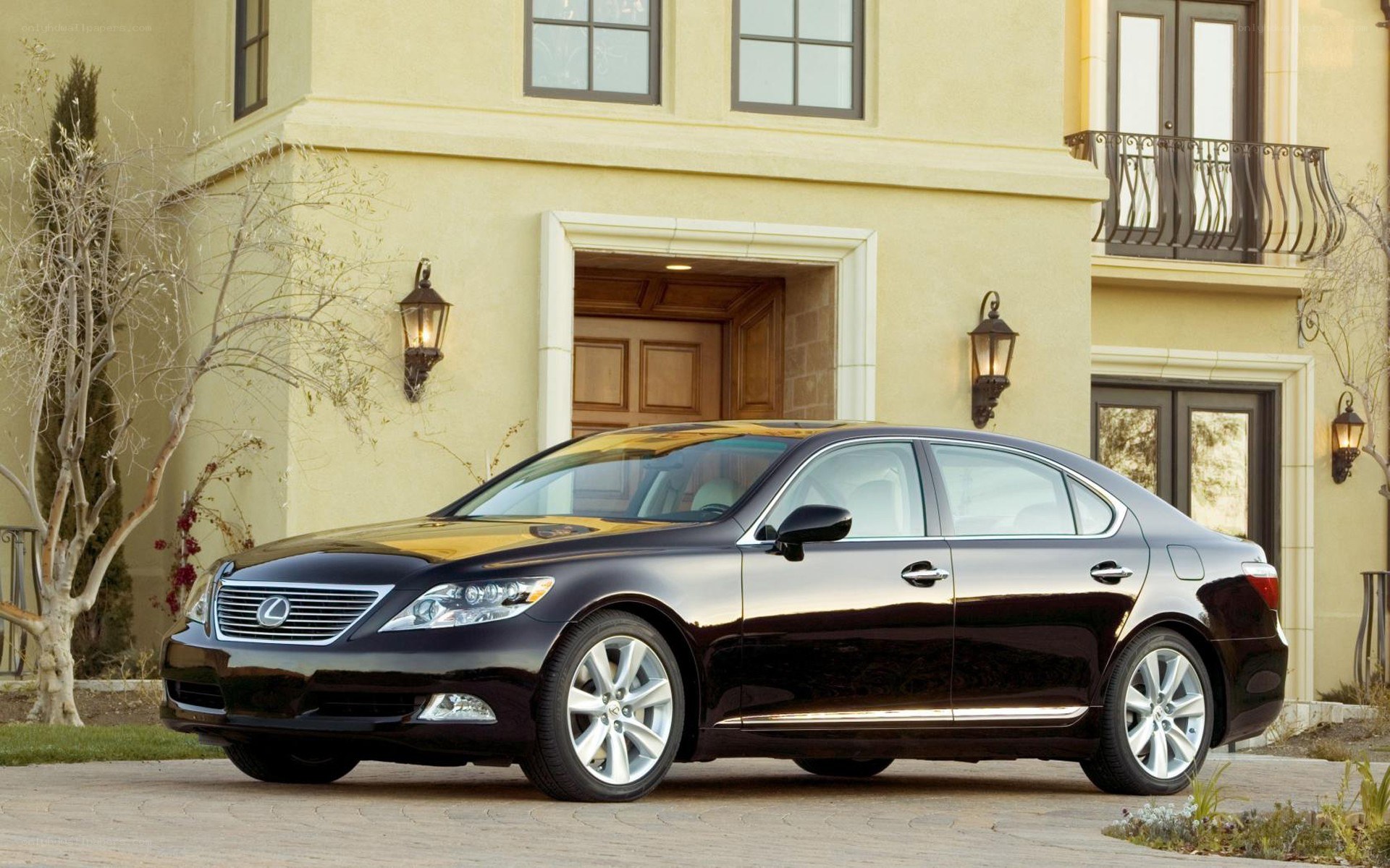 Black Lexus LS sedan parked