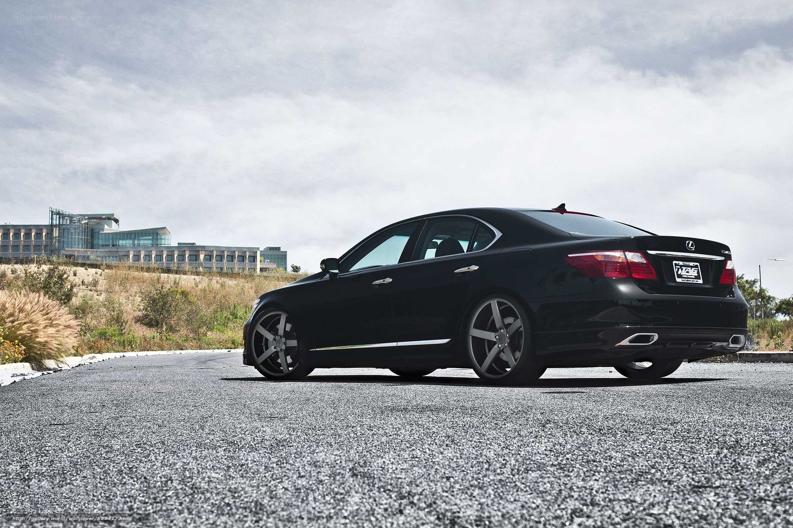 Black Lexus LS460 on asphalt