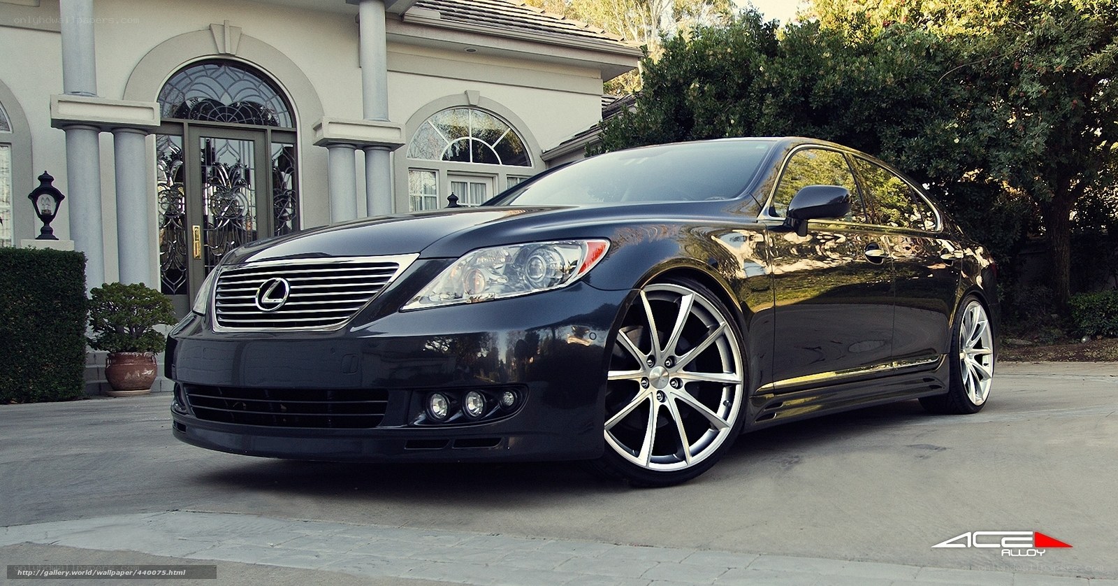 Black Lexus LS460 with custom wheels