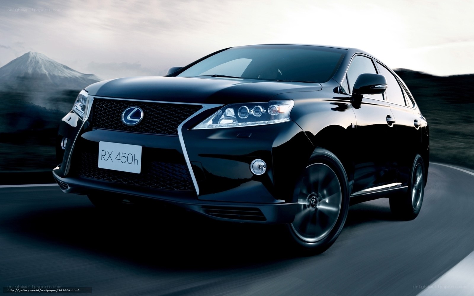 Black Lexus RX 450h in motion