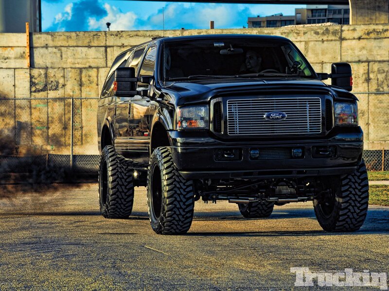 Black Lifted Ford Truck — Dramatic