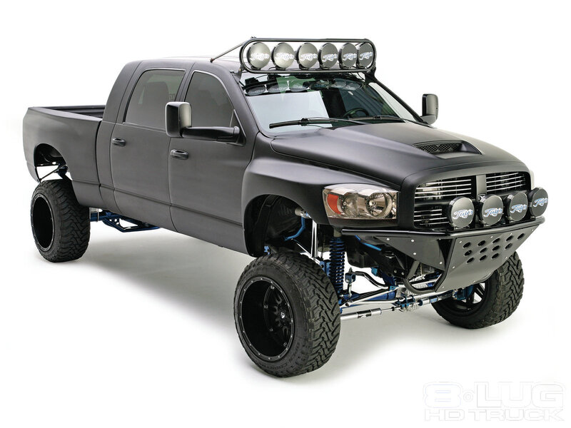 Black Lifted Pickup Truck — Dramatic, Photograph