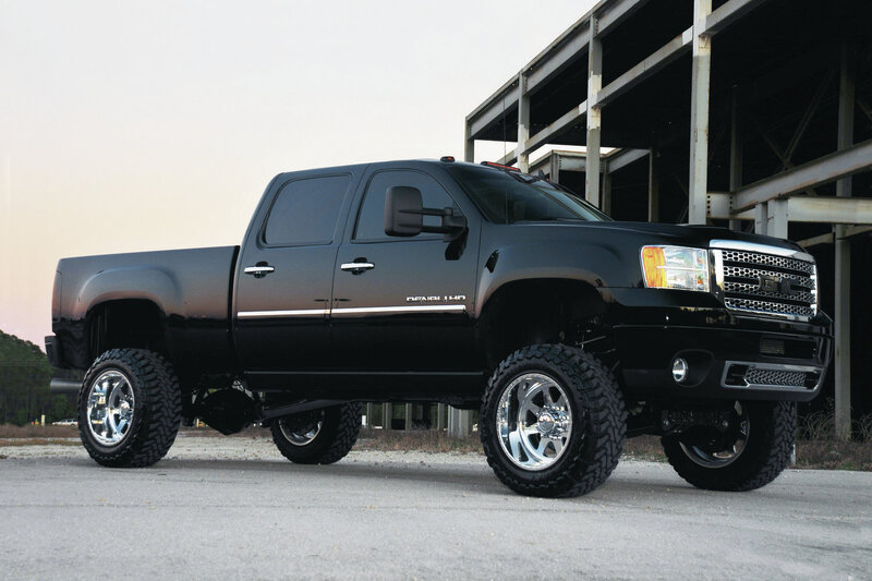 Black Lifted Pickup Truck — Dramatic, Sunset, Photograph