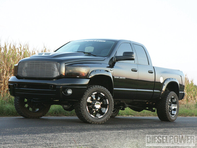 Black Lifted Pickup Truck — Dramatic, Sunset
