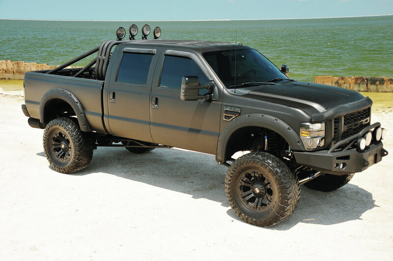 Black Lifted Pickup Truck — Gray, Outdoor, Afternoon