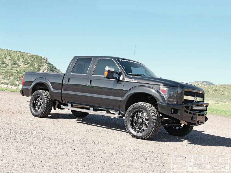 Black Lifted Pickup Truck — Gray, Outdoor