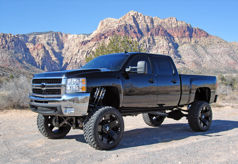 Black Lifted Truck — Dramatic, Afternoon, Photograph, Mountains, Desert