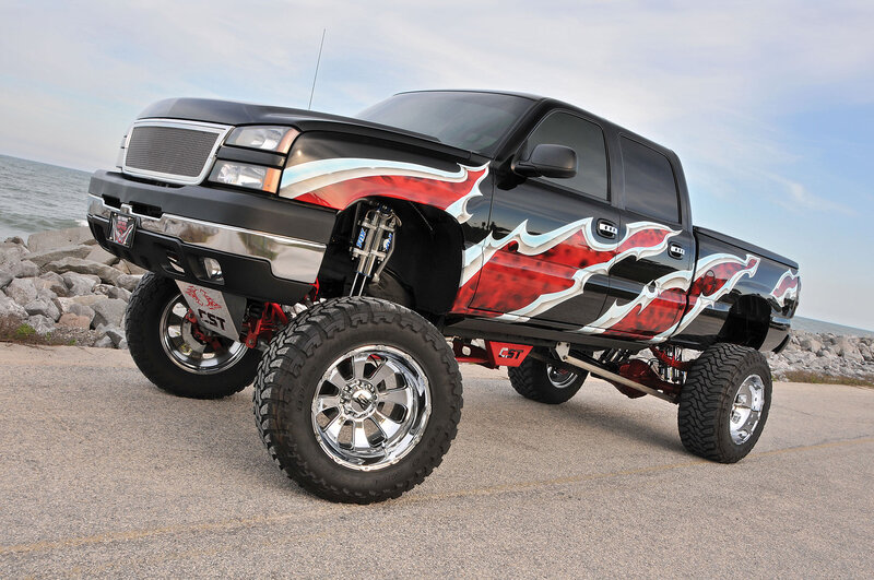 Black Lifted Truck — Dramatic, Afternoon, Photograph, Ocean