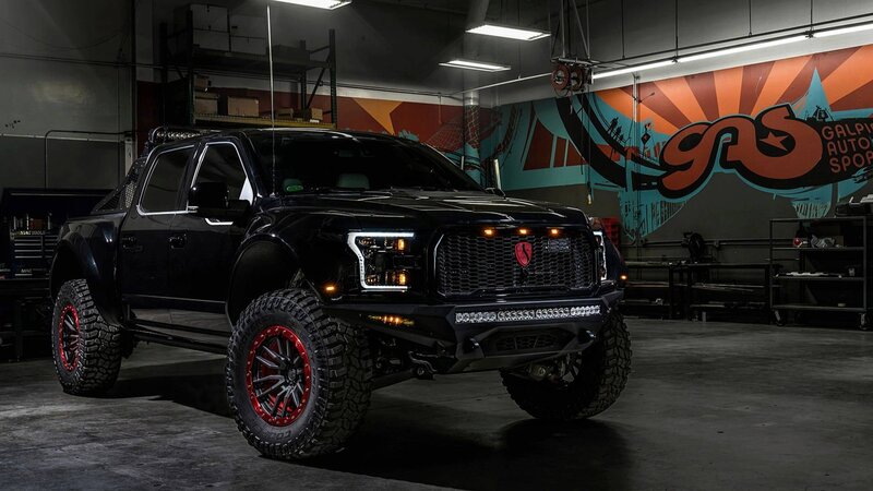 Black Lifted Truck — Dramatic, Photograph, Mural