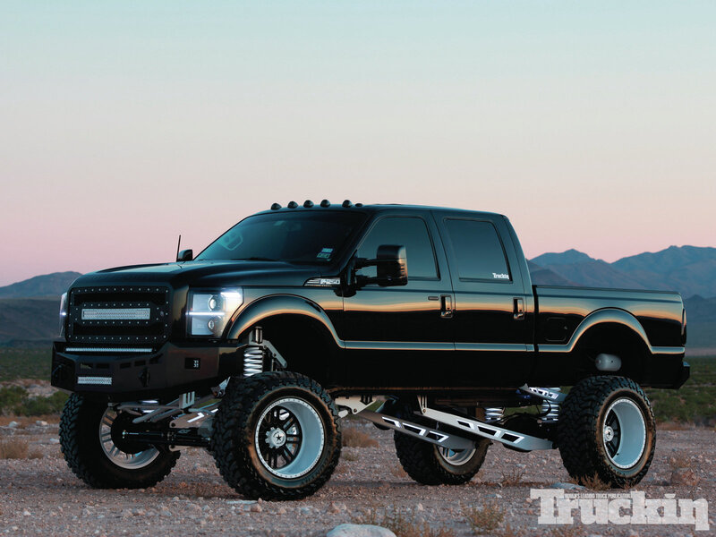 Black Lifted Truck — Dramatic, Sunset, Photograph, Mountains, Desert