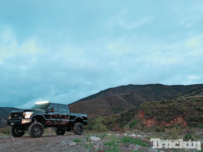 Black Lifted Truck — Dramatic, Sunset, Photograph, Mountains, Sky