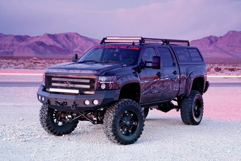 Black Lifted Truck — Purple