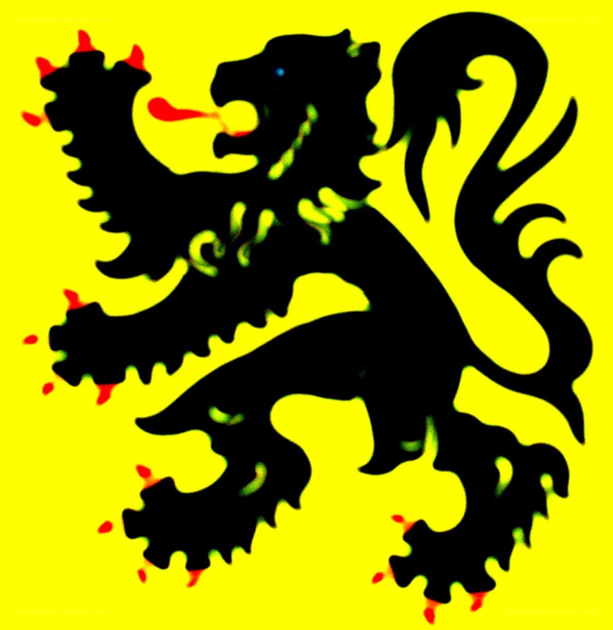Black lion on yellow background
