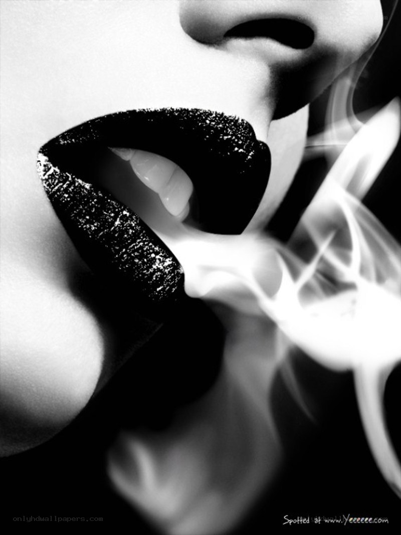 black lipstick and smoke
