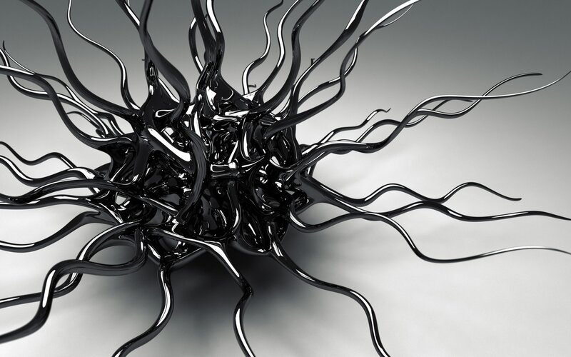 Black Liquid Tendrils — Abstract, 3d Render