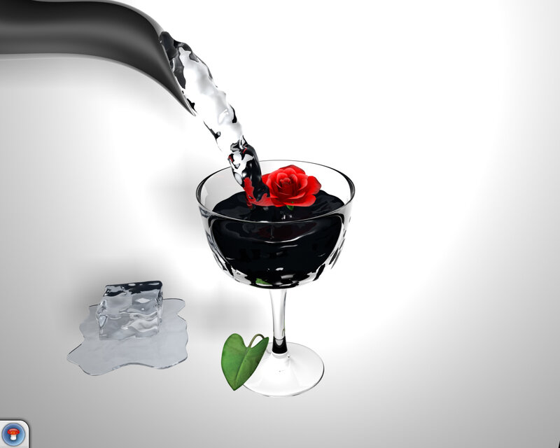 black liquid with rose