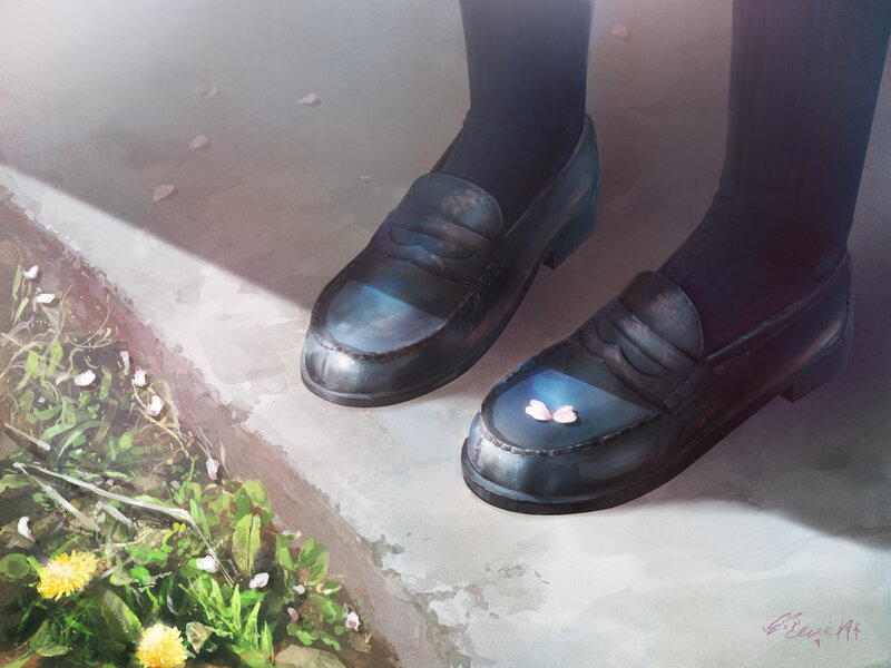 Black Loafers on Pavement