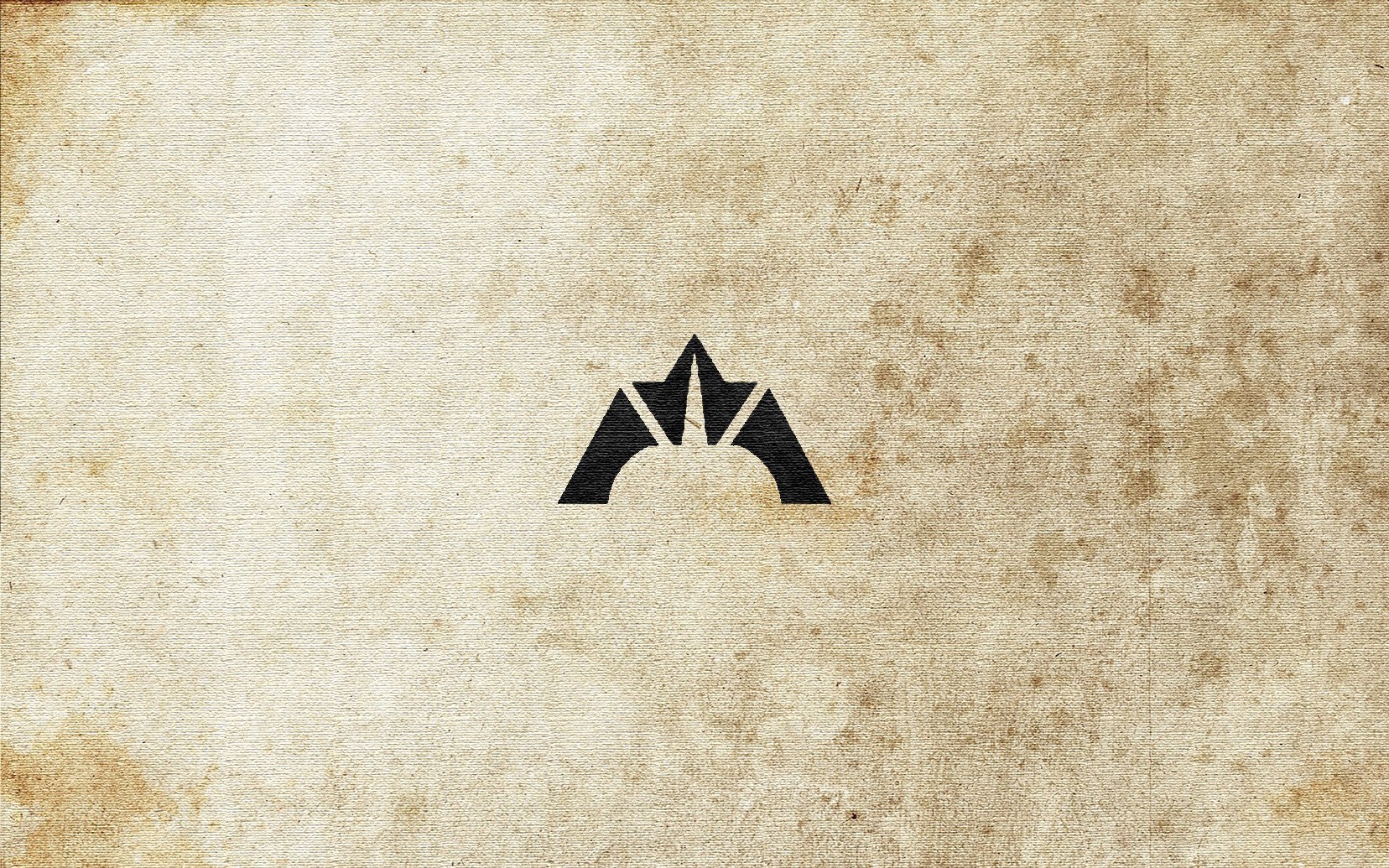 black logo on aged paper
