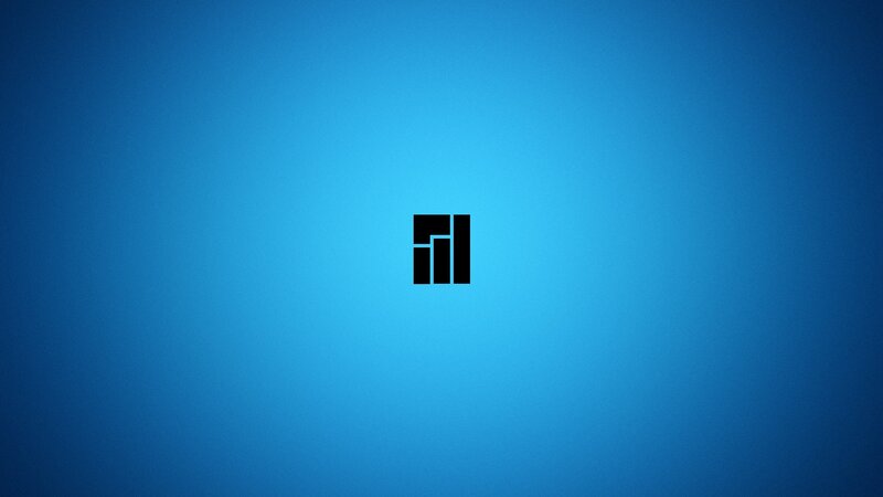 Black Logo on Blue Background — Calm, Minimalist