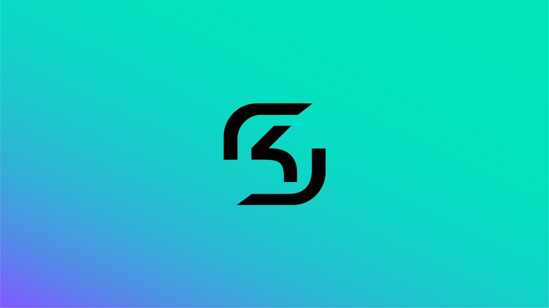 Black Logo on Gradient — Teal, Minimalist, Vector Art