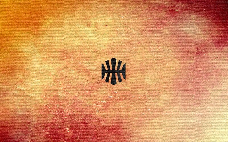 Black Logo on Textured Background — Orange