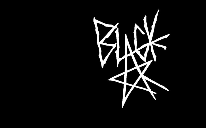 Black logo with pentagram