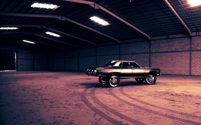 Black Lowrider Car — Dramatic, Night