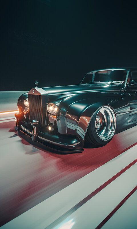 Black Luxury Car — Dramatic, Night, 3d Render, Road
