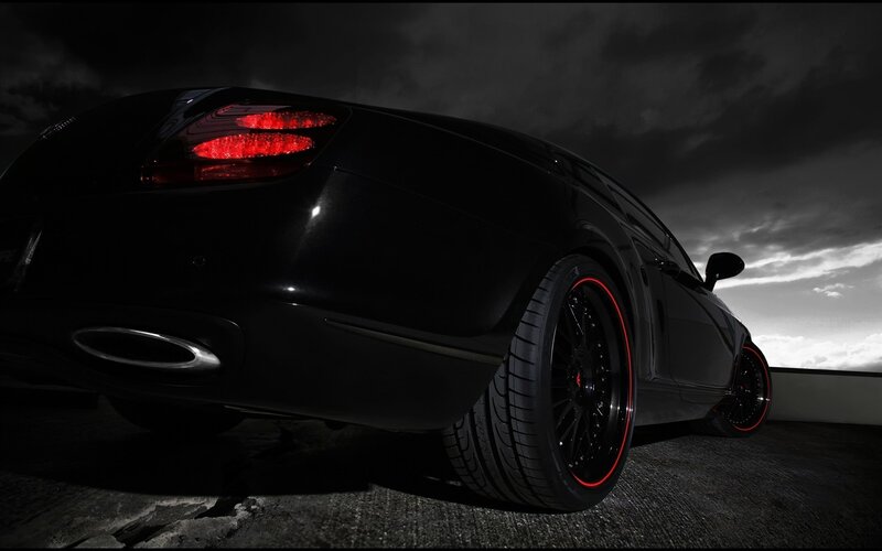 Black Luxury Car — Dramatic, Night, Photograph, Taillight, Wheel